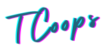 TCoops Logo The TCoops logo in dark blue text with pink and blue highlights.